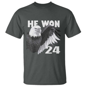 Trump 2024 T Shirt He Won 47th President American Eagle TS02 Dark Heather Print Your Wear