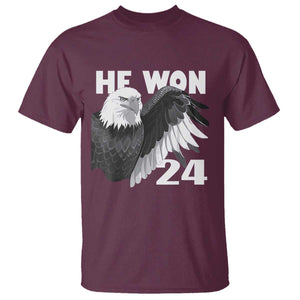 Trump 2024 T Shirt He Won 47th President American Eagle TS02 Maroon Print Your Wear