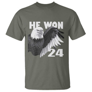 Trump 2024 T Shirt He Won 47th President American Eagle TS02 Military Green Print Your Wear