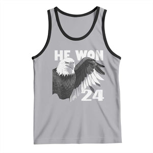 Trump 2024 Tank Top He Won 47th President American Eagle TS02 Athletic Heather Black Print Your Wear