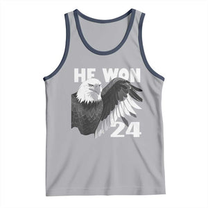 Trump 2024 Tank Top He Won 47th President American Eagle TS02 Athletic Heather Navy Print Your Wear