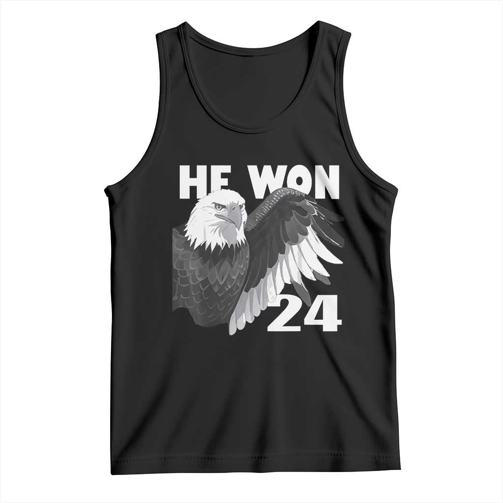 Trump 2024 Tank Top He Won 47th President American Eagle TS02 Black Print Your Wear