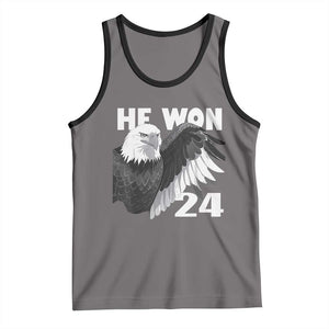 Trump 2024 Tank Top He Won 47th President American Eagle TS02 Deep Heather Black Print Your Wear