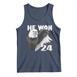 Trump 2024 Tank Top He Won 47th President American Eagle TS02 Navy Print Your Wear