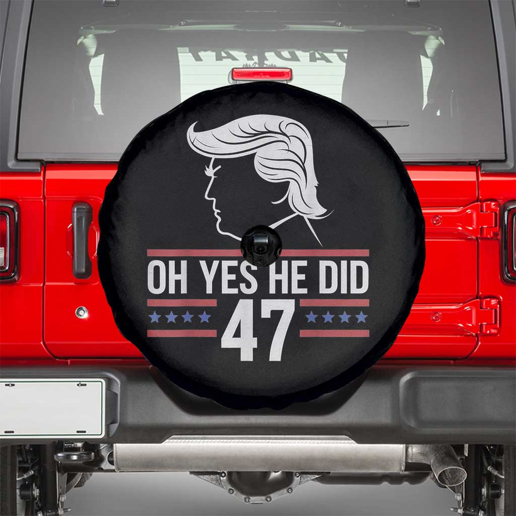 Trump 2024 Spare Tire Cover Oh Yes He Did He Won 47th President TS02 Black Print Your Wear