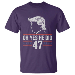 Trump 2024 T Shirt Oh Yes He Did He Won 47th President TS02 Purple Print Your Wear