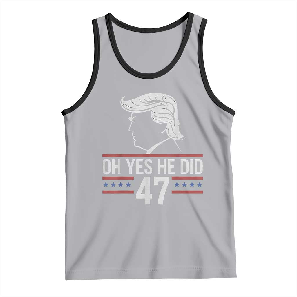 Trump 2024 Tank Top Oh Yes He Did He Won 47th President TS02 Athletic Heather Black Print Your Wear