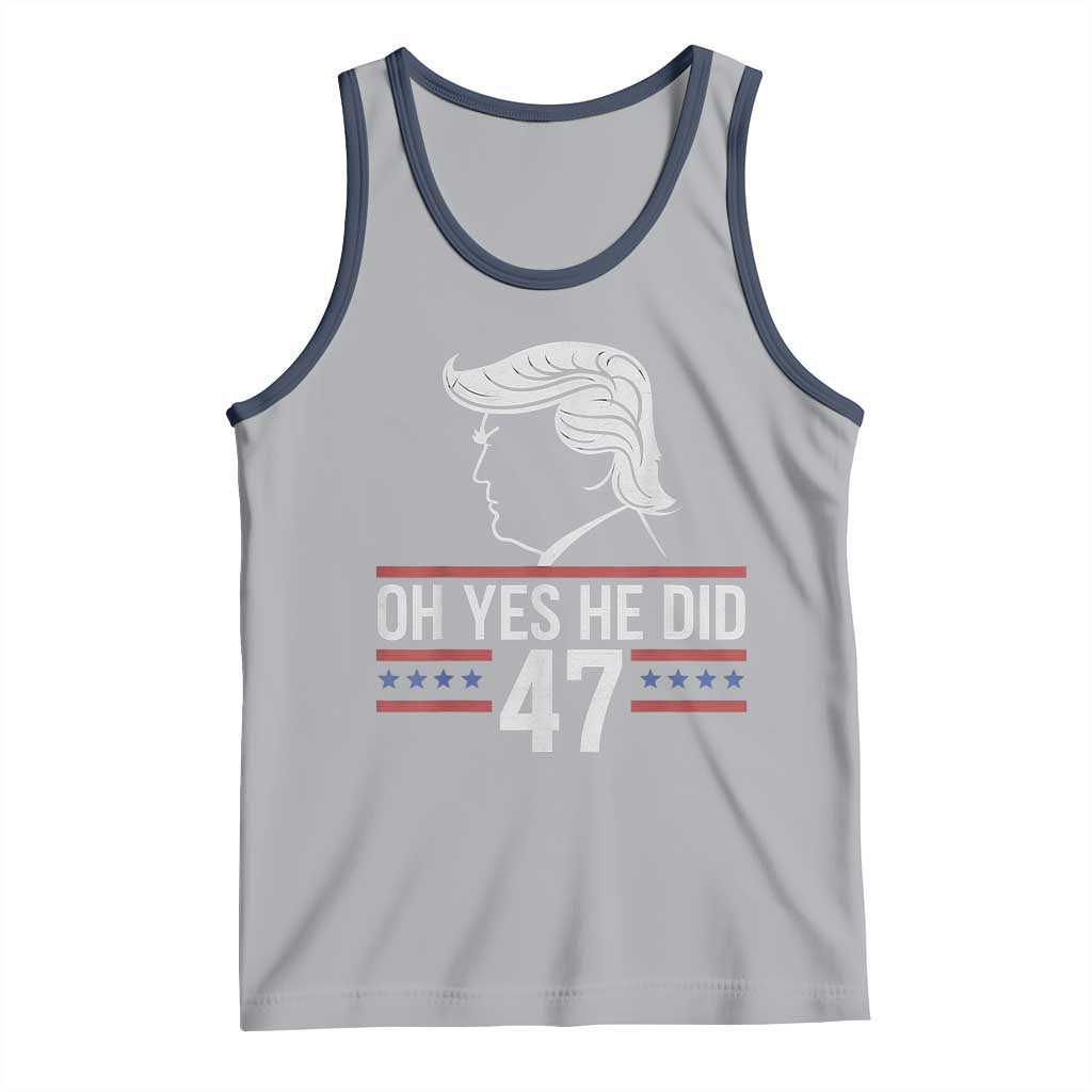 Trump 2024 Tank Top Oh Yes He Did He Won 47th President TS02 Athletic Heather Navy Print Your Wear