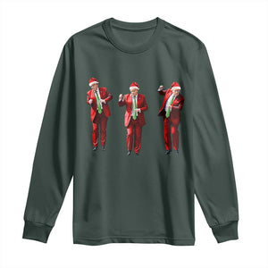 Funny Trump Dance Christmas Long Sleeve Shirt Santa Claus 2024 Xmas Pajamas Holiday TS02 Dark Forest Green Print Your Wear