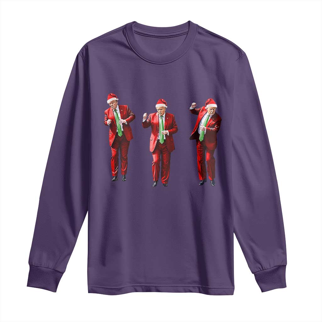 Funny Trump Dance Christmas Long Sleeve Shirt Santa Claus 2024 Xmas Pajamas Holiday TS02 Purple Print Your Wear
