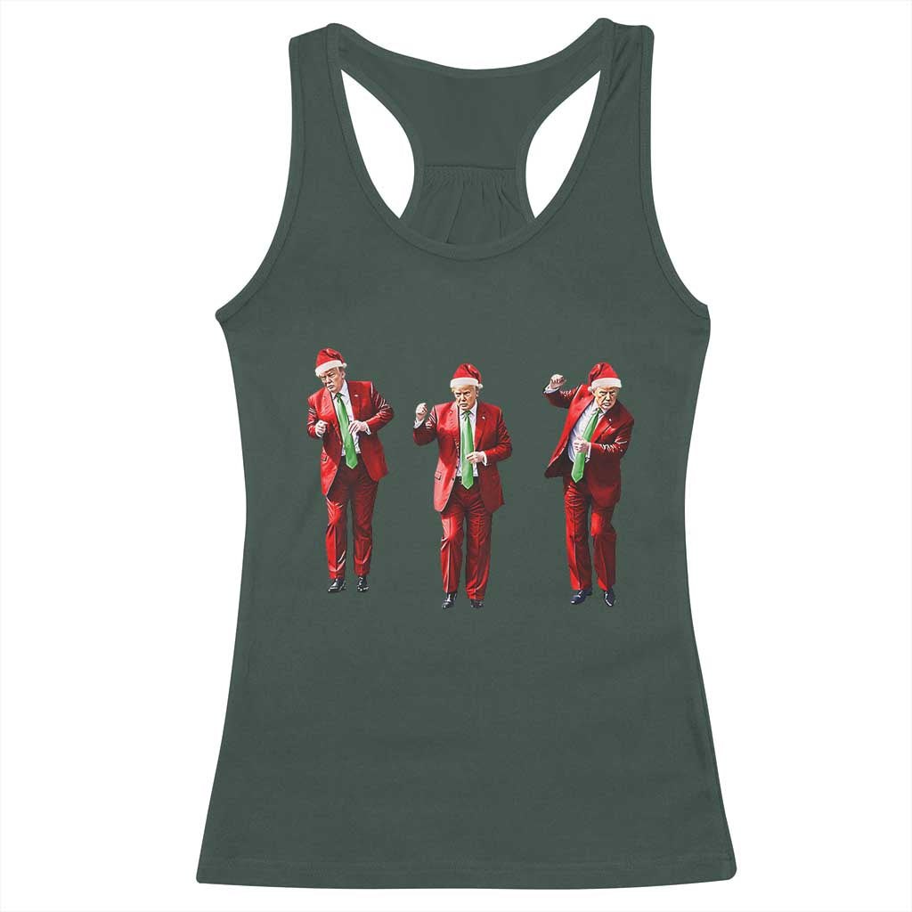 Funny Trump Dance Christmas Racerback Tank Top Santa Claus 2024 Xmas Pajamas Holiday TS02 Dark Forest Green Print Your Wear