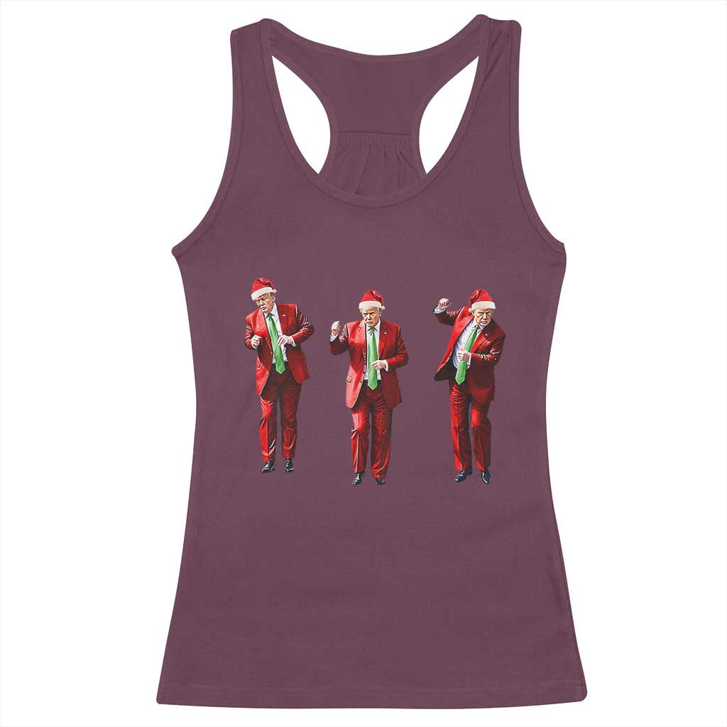 Funny Trump Dance Christmas Racerback Tank Top Santa Claus 2024 Xmas Pajamas Holiday TS02 Maroon Print Your Wear