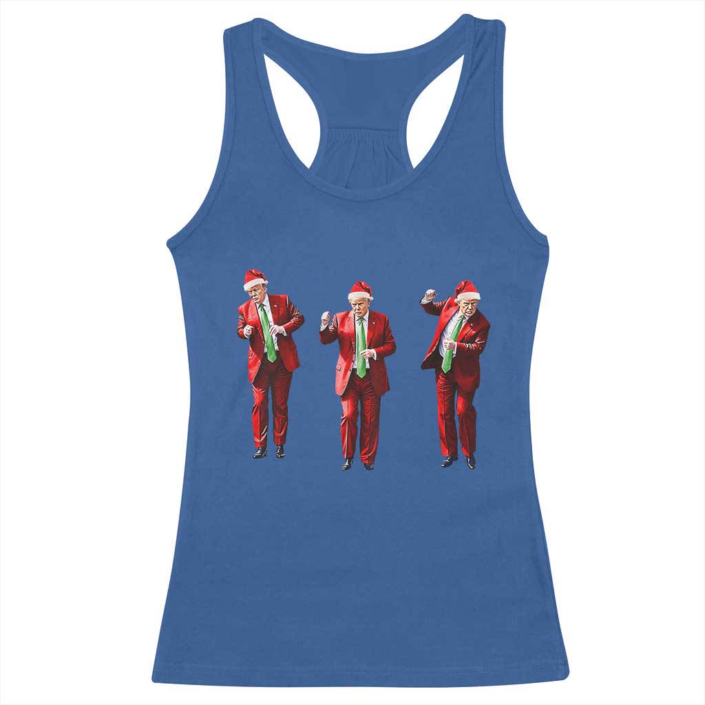 Funny Trump Dance Christmas Racerback Tank Top Santa Claus 2024 Xmas Pajamas Holiday TS02 Royal Blue Print Your Wear