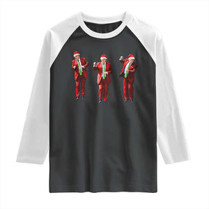 Funny Trump Dance Christmas Raglan Shirt Santa Claus 2024 Xmas Pajamas Holiday TS02 Black White Print Your Wear
