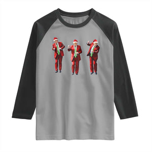 Funny Trump Dance Christmas Raglan Shirt Santa Claus 2024 Xmas Pajamas Holiday TS02 Sport Gray Black Print Your Wear