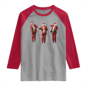 Funny Trump Dance Christmas Raglan Shirt Santa Claus 2024 Xmas Pajamas Holiday TS02 Sport Gray Red Print Your Wear