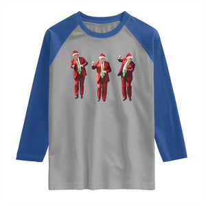 Funny Trump Dance Christmas Raglan Shirt Santa Claus 2024 Xmas Pajamas Holiday TS02 Sport Gray Royal Print Your Wear