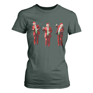 Funny Trump Dance Christmas T Shirt For Women Santa Claus 2024 Xmas Pajamas Holiday TS02 Dark Forest Green Print Your Wear