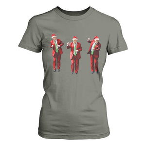 Funny Trump Dance Christmas T Shirt For Women Santa Claus 2024 Xmas Pajamas Holiday TS02 Military Green Print Your Wear