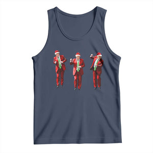 Funny Trump Dance Christmas Tank Top Santa Claus 2024 Xmas Pajamas Holiday TS02 Navy Print Your Wear