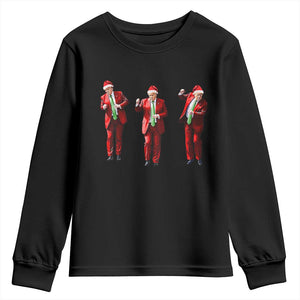 Funny Trump Dance Christmas Youth Sweatshirt Santa Claus 2024 Xmas Pajamas Holiday TS02 Black Print Your Wear
