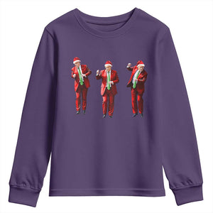 Funny Trump Dance Christmas Youth Sweatshirt Santa Claus 2024 Xmas Pajamas Holiday TS02 Purple Print Your Wear