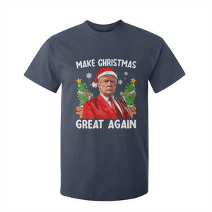 Funny Santa Trump 2024 T Shirt For Kid Make Christmas Great Again TS02 Navy Print Your Wear