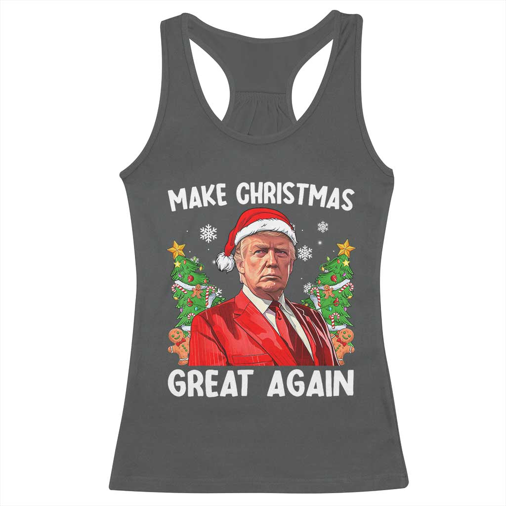 Funny Santa Trump 2024 Racerback Tank Top Make Christmas Great Again TS02 Dark Heather Print Your Wear