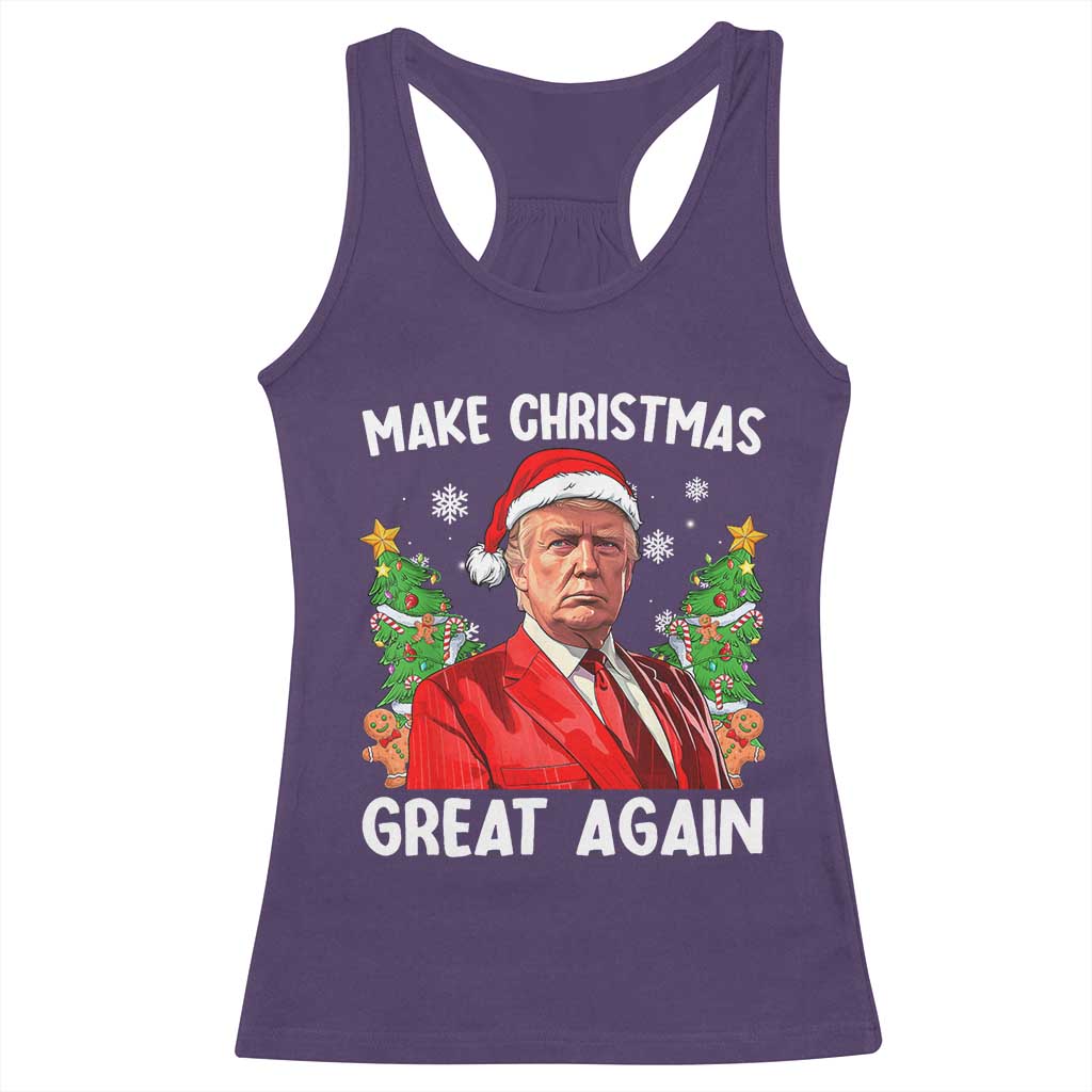 Funny Santa Trump 2024 Racerback Tank Top Make Christmas Great Again TS02 Purple Print Your Wear