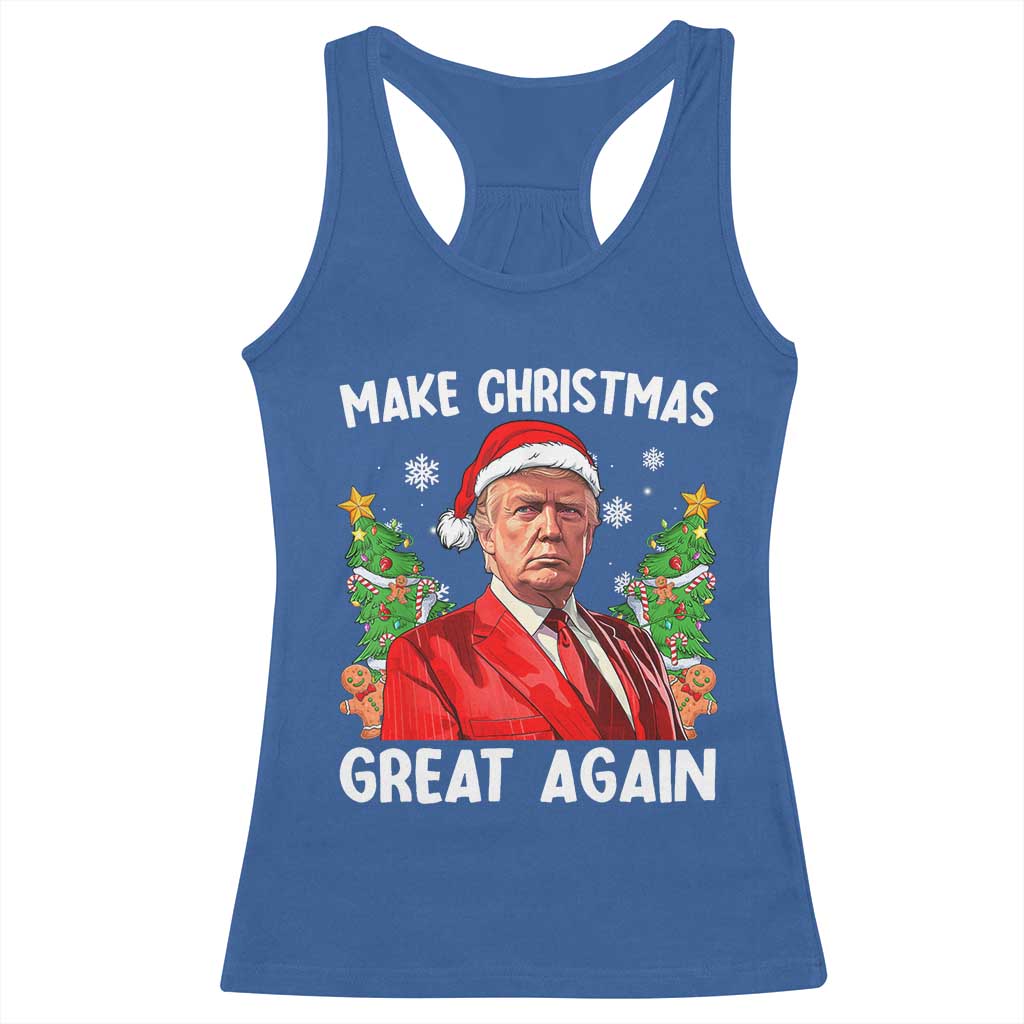 Funny Santa Trump 2024 Racerback Tank Top Make Christmas Great Again TS02 Royal Blue Print Your Wear