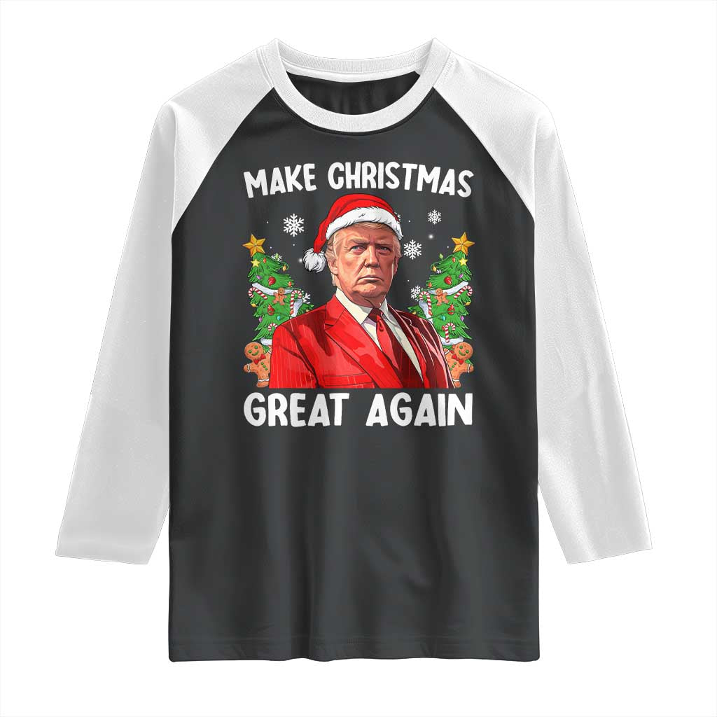 Funny Santa Trump 2024 Raglan Shirt Make Christmas Great Again TS02 Black White Print Your Wear
