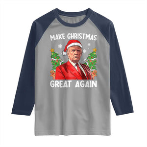 Funny Santa Trump 2024 Raglan Shirt Make Christmas Great Again TS02 Sport Gray Navy Print Your Wear