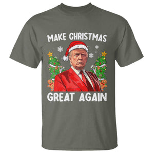 Funny Santa Trump 2024 T Shirt Make Christmas Great Again TS02 Military Green Print Your Wear