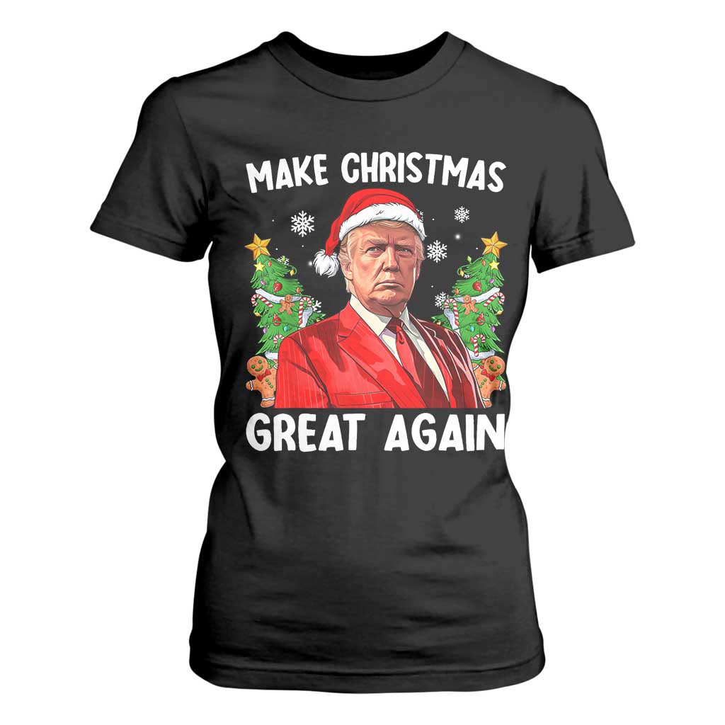 Funny Santa Trump 2024 T Shirt For Women Make Christmas Great Again TS02 Black Print Your Wear
