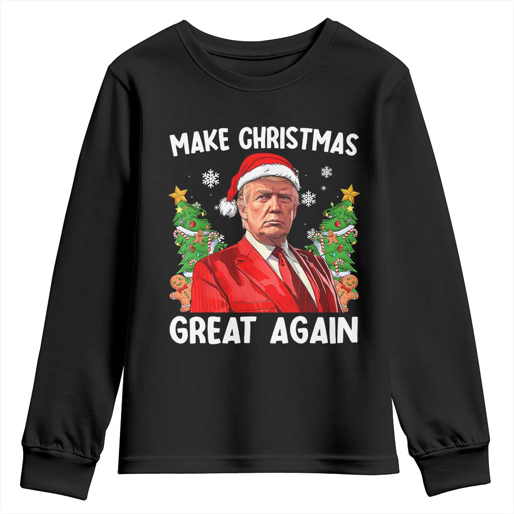 Funny Santa Trump 2024 Youth Sweatshirt Make Christmas Great Again TS02 Black Print Your Wear
