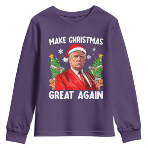 Funny Santa Trump 2024 Youth Sweatshirt Make Christmas Great Again TS02 Purple Print Your Wear