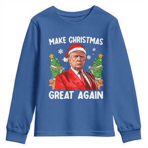 Funny Santa Trump 2024 Youth Sweatshirt Make Christmas Great Again TS02 Royal Blue Print Your Wear