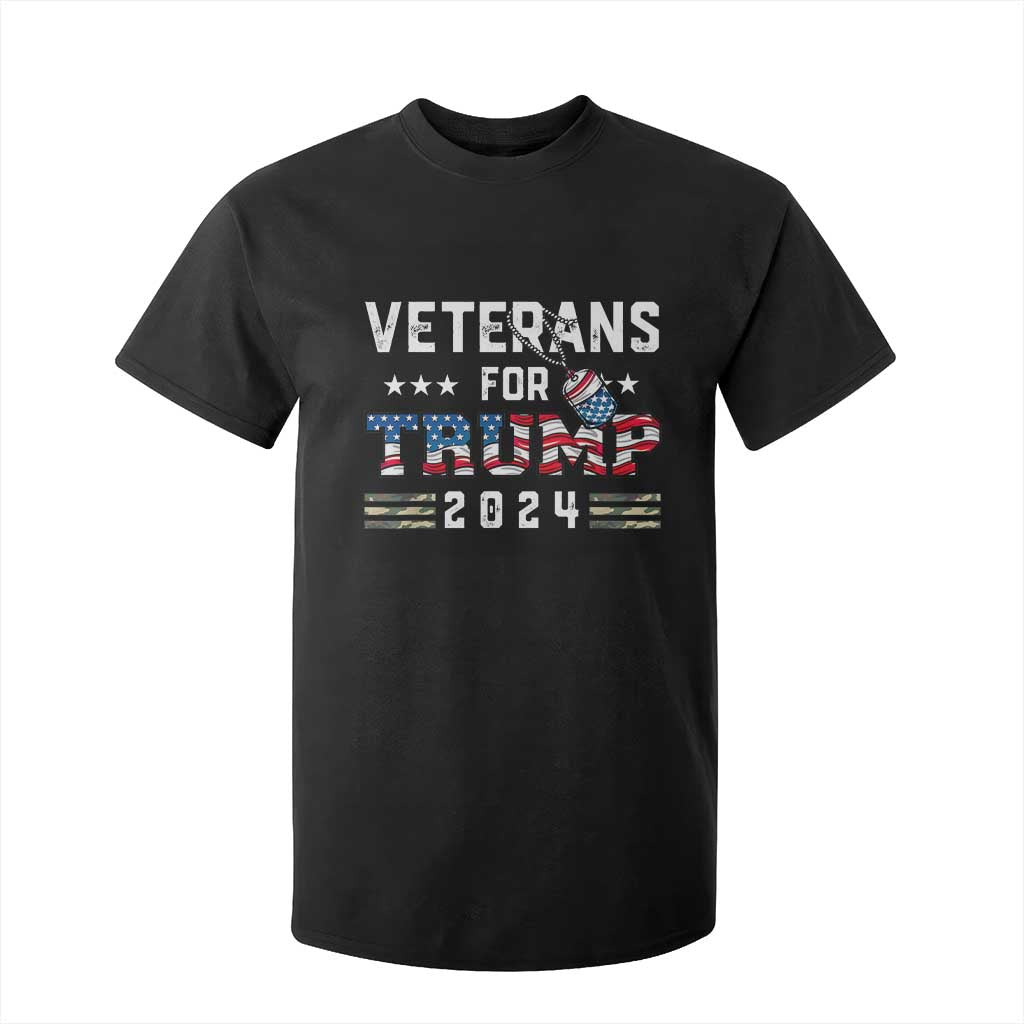 Veterans For Trump 2024 T Shirt For Kid Patriotic Military Dog Tags American Flag TS02 Black Print Your Wear