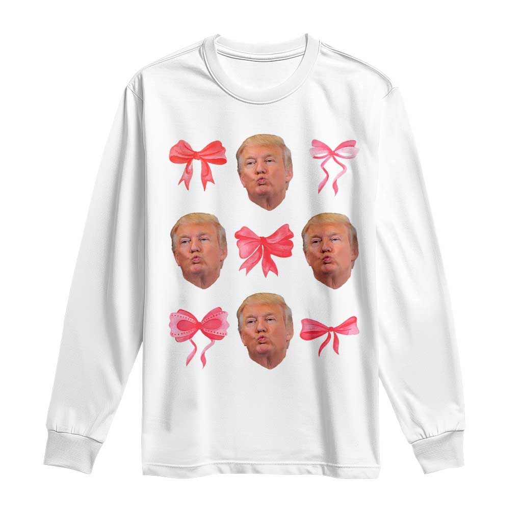 Trump Girl 2024 Long Sleeve Shirt 47th President Pink Coquette Bow Girly Y2K TS02 White Print Your Wear