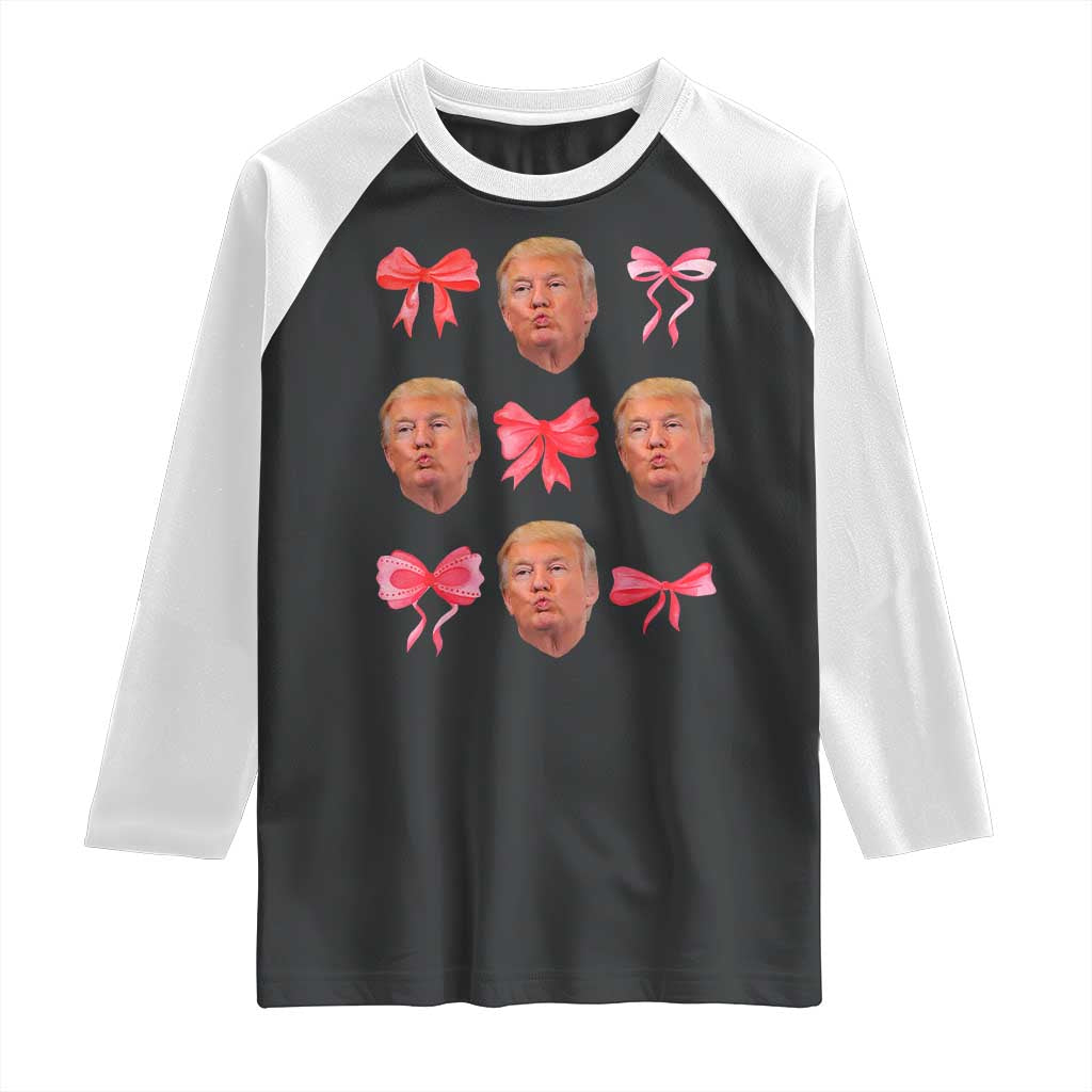 Trump Girl 2024 Raglan Shirt 47th President Pink Coquette Bow Girly Y2K TS02 Black White Print Your Wear