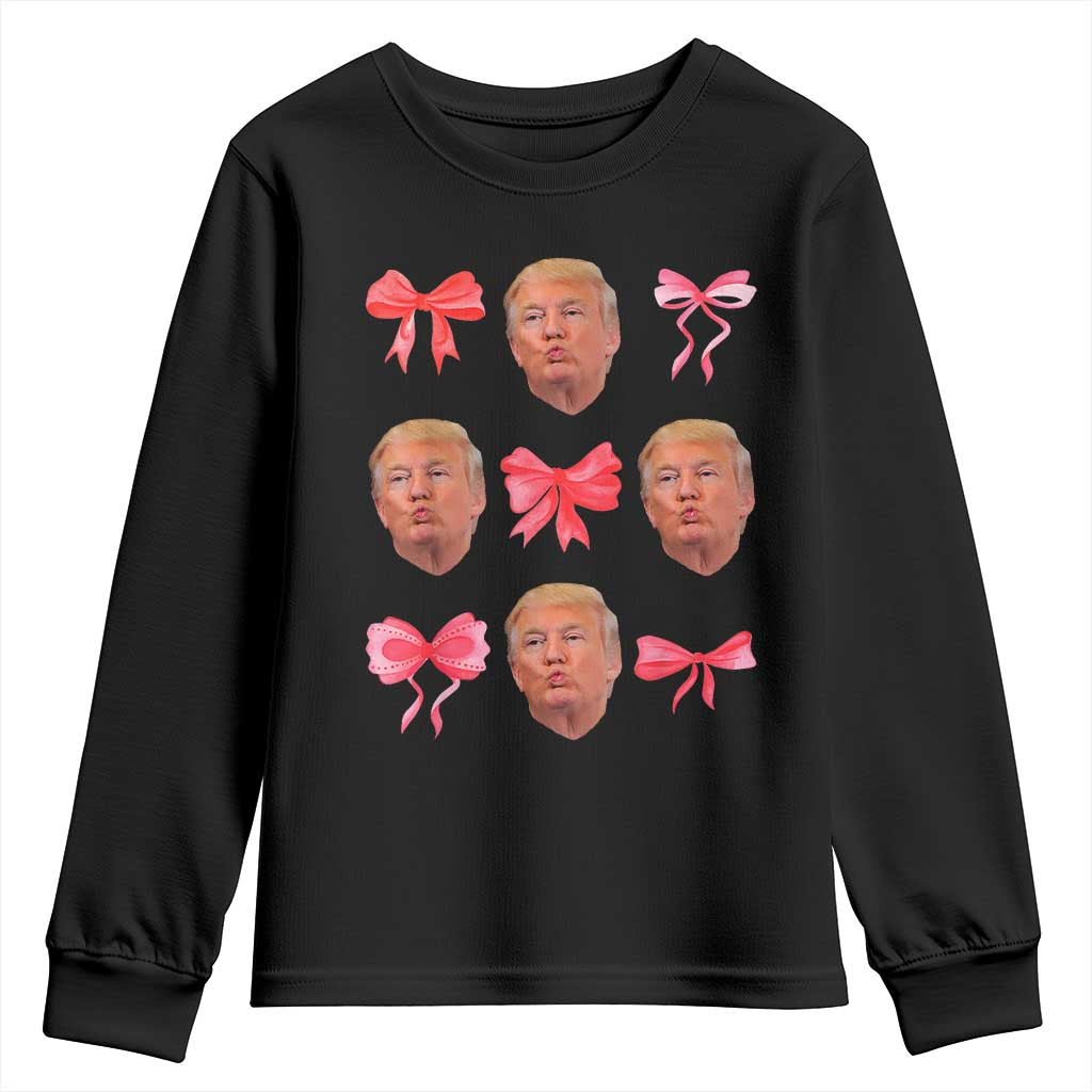 Trump Girl 2024 Youth Sweatshirt 47th President Pink Coquette Bow Girly Y2K TS02 Black Print Your Wear