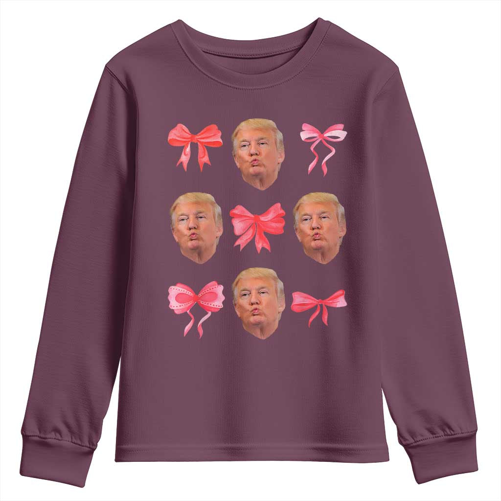 Trump Girl 2024 Youth Sweatshirt 47th President Pink Coquette Bow Girly Y2K TS02 Maroon Print Your Wear