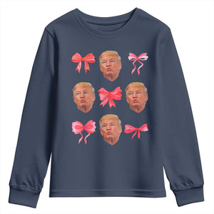 Trump Girl 2024 Youth Sweatshirt 47th President Pink Coquette Bow Girly Y2K TS02 Navy Print Your Wear
