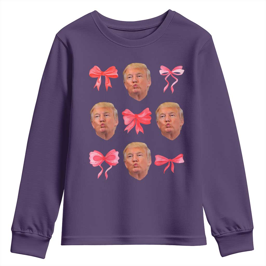 Trump Girl 2024 Youth Sweatshirt 47th President Pink Coquette Bow Girly Y2K TS02 Purple Print Your Wear