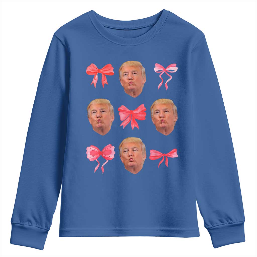 Trump Girl 2024 Youth Sweatshirt 47th President Pink Coquette Bow Girly Y2K TS02 Royal Blue Print Your Wear