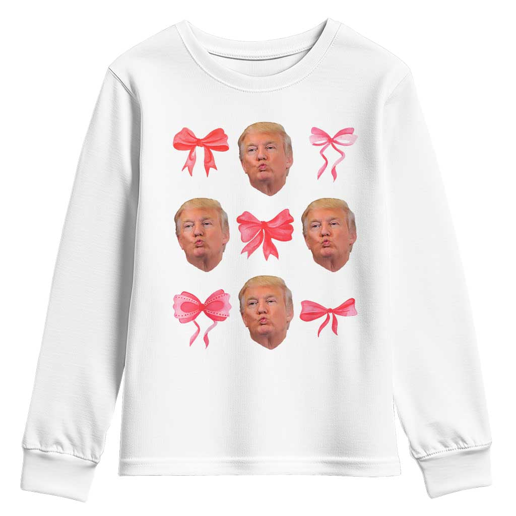 Trump Girl 2024 Youth Sweatshirt 47th President Pink Coquette Bow Girly Y2K TS02 White Print Your Wear