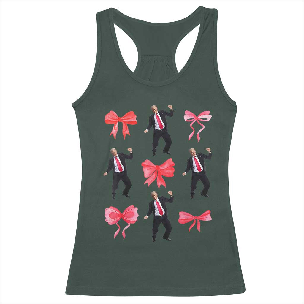 Trump Girl 2024 Racerback Tank Top 47th President Dancing Pink Coquette Bow Girly Y2K TS02 Dark Forest Green Print Your Wear