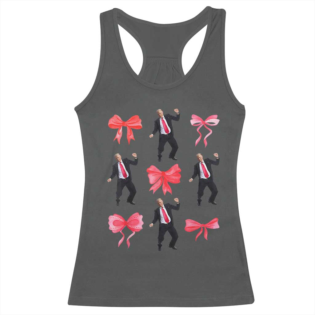 Trump Girl 2024 Racerback Tank Top 47th President Dancing Pink Coquette Bow Girly Y2K TS02 Dark Heather Print Your Wear