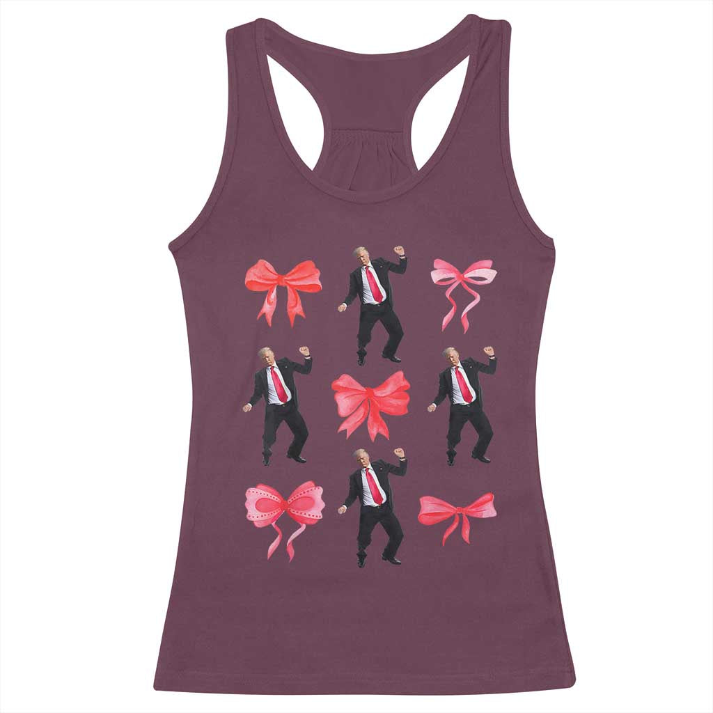 Trump Girl 2024 Racerback Tank Top 47th President Dancing Pink Coquette Bow Girly Y2K TS02 Maroon Print Your Wear