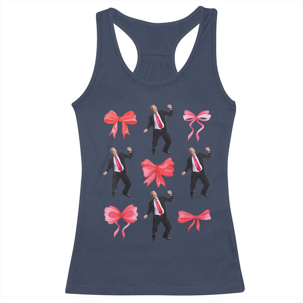 Trump Girl 2024 Racerback Tank Top 47th President Dancing Pink Coquette Bow Girly Y2K TS02 Navy Print Your Wear
